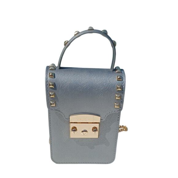 Fashionable Faux Leather Phone Crossbody with Studs Chain Strap Phone Purse Gray - Picture 1 of 7